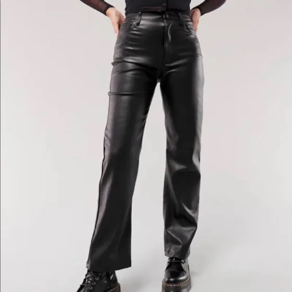 Hollister Faux Leather Pants Black Size 0R